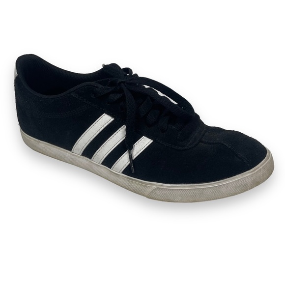 Adidas Classic Black Suede Trainer Sneaker White Stripes White Sidewall Athletic - Picture 10 of 10